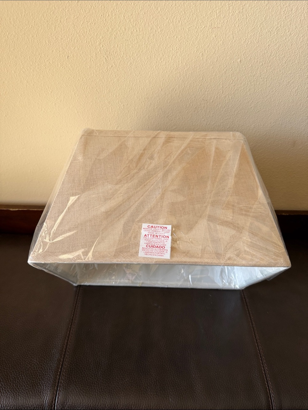 Rectangular Lamp Shade Beige/Cream Color with Silver Hardware